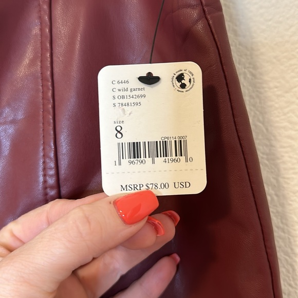 Free people Layla faux vegan leather mini skirt in garnet red. New with tags! - Picture 4 of 4